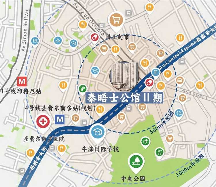 巴拿马购房移民优选地段-泰晤士公馆2期周边地图